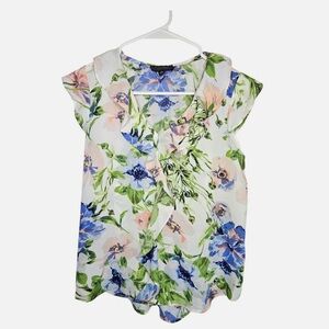 Tahari ASL Floral Ruffle Print Women's Top